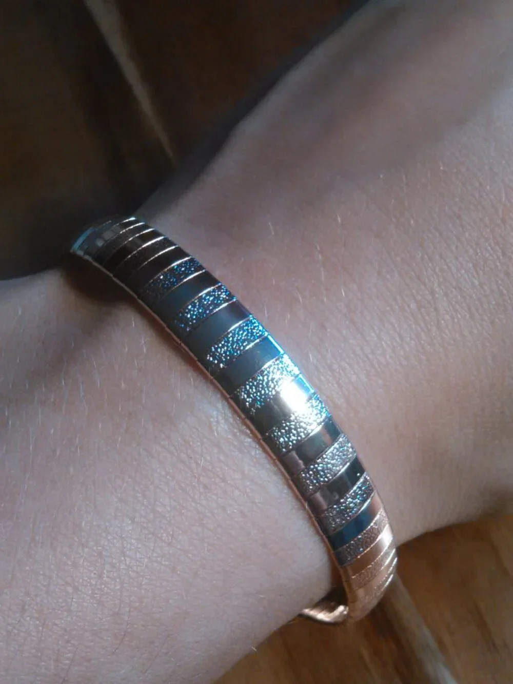 Omega Sandblast Ion Plated Rose Gold over Stainless Steel Bracelet (7 Inch)